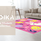 Ultra Soft Area Rug, Non Slip, Stain Resistant, Washable Area Rugs for Living Room, Bedroom, Enchanting Egg-Centric Design(Pink)