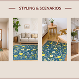 Ultra Soft Area Rug, Non Slip, Stain Resistant, Washable Area Rugs for Living Room, Bedroom, Charming Pastel Floral Arrangement(Blue)