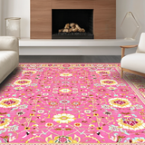 Ultra Soft Area Rug, Non Slip, Stain Resistant, Washable Area Rugs for Living Room, Bedroom, Chic Abstract Artful Arrangement(Pink)