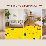 Ultra Soft Area Rug, Non Slip, Stain Resistant, Washable Area Rugs for Living Room, Bedroom, Astronaut Adventure Dynamic Aesthetic(Yellow)