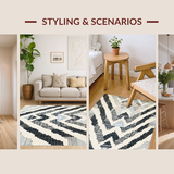 Contrast Weave Black and White Zigzag Patterned(Beige)