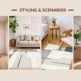 Ultra Soft Area Rug, Non Slip, Stain Resistant, Washable Area Rugs for Living Room, Bedroom, Unique Cream Asymmetrical Design Element(Beige)