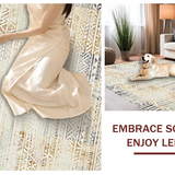 Ultra Soft Area Rug, Non Slip, Stain Resistant, Washable Area Rugs for Living Room, Bedroom, Chic Neutral Toned Trellis(Gold)