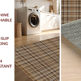 Ultra Soft Area Rug, Non Slip, Stain Resistant, Washable Area Rugs for Living Room, Bedroom, Chic Contemporary Plaid Aesthetic(Brown)