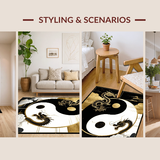 Ultra Soft Area Rug, Non Slip, Stain Resistant, Washable Area Rugs for Living Room, Bedroom, Sophisticated Geometric Yin Yang Fusion(Black)