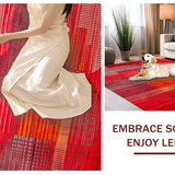 Ultra Soft Area Rug, Non Slip, Stain Resistant, Washable Area Rugs for Living Room, Bedroom, Bold Abstract Circle Composition(Red)
