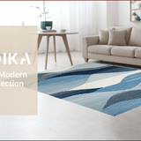 Ultra Soft Area Rug, Non Slip, Stain Resistant, Washable Area Rugs for Living Room, Bedroom, Modern Abstract Grey and Blue Fusion(Blue)