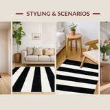 Ultra Soft Area Rug, Non Slip, Stain Resistant, Washable Area Rugs for Living Room, Bedroom, Stylish Abstract Tiled Arrangement(Black)