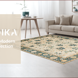 Ultra Soft Area Rug, Non Slip, Stain Resistant, Washable Area Rugs for Living Room, Bedroom, Elegant Vintage Floral Accents(Beige)