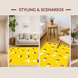 Ultra Soft Area Rug, Non Slip, Stain Resistant, Washable Area Rugs for Living Room, Bedroom, Lively Bright Colorful Design(Yellow)
