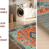 Ultra Soft Area Rug, Non Slip, Stain Resistant, Washable Area Rugs for Living Room, Bedroom, Trendy Rustic Symmetrical Elements(Orange)