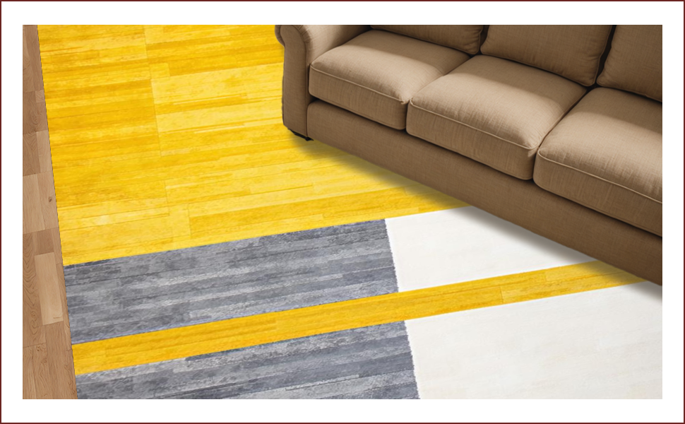 Chic Gray Yellow Geometric Fusion Rug – ODIKA