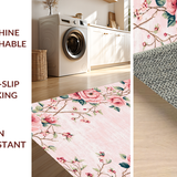 Ultra Soft Area Rug, Non Slip, Stain Resistant, Washable Area Rugs for Living Room, Bedroom, Elegant Pastel Rose Arrangement(Pink)