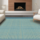 Ultra Soft Area Rug, Non Slip, Stain Resistant, Washable Area Rugs for Living Room, Bedroom, Vibrant Symmetrical Modern Elements(Blue)