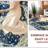 Ultra Soft Area Rug, Non Slip, Stain Resistant, Washable Area Rugs for Living Room, Bedroom, Rustic Textured Abstract Motif(Blue)