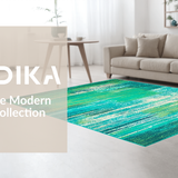Ultra Soft Area Rug, Non Slip, Stain Resistant, Washable Area Rugs for Living Room, Bedroom, Chic Turquoise Green Fluid Design(Blue)