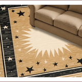 Ultra Soft Area Rug, Non Slip, Stain Resistant, Washable Area Rugs for Living Room, Bedroom, Rustic Starlit Half Circle Motif(Beige)