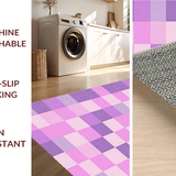 Ultra Soft Area Rug, Non Slip, Stain Resistant, Washable Area Rugs for Living Room, Bedroom, Elegant Pastel Grid Design(Purple)