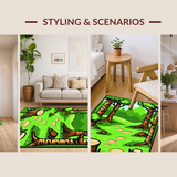 Ultra Soft Area Rug, Non Slip, Stain Resistant, Washable Area Rugs for Living Room, Bedroom, Playful Camping Adventure Scene(Green)