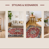 Ultra Soft Area Rug, Non Slip, Stain Resistant, Washable Area Rugs for Living Room, Bedroom, Rustic Vibrant Floral Arrangement(Red)