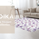 Ultra Soft Area Rug, Non Slip, Stain Resistant, Washable Area Rugs for Living Room, Bedroom, Chic Purple Blossom Aesthetic(Gray)