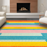 Ultra Soft Area Rug, Non Slip, Stain Resistant, Washable Area Rugs for Living Room, Bedroom, Eclectic Colorful Circular Textile Charm(Orange)