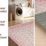 Ultra Soft Area Rug, Non Slip, Stain Resistant, Washable Area Rugs for Living Room, Bedroom, Scalloped Edge Bow Room Carpet Charming Pink(Pink)