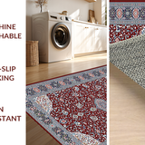Ultra Soft Area Rug, Non Slip, Stain Resistant, Washable Area Rugs for Living Room, Bedroom, Rustic Dual-Tone Medallion Style(Red)