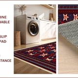 Ultra Soft Area Rug, Non Slip, Stain Resistant, Washable Area Rugs for Living Room, Bedroom, Red Blue Pentagram Kitchen Absorbent Mat(Red)