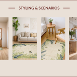 Ultra Soft Area Rug, Non Slip, Stain Resistant, Washable Area Rugs for Living Room, Bedroom, Soft Earthy Floral Elegance(Beige)