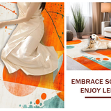 Ultra Soft Area Rug, Non Slip, Stain Resistant, Washable Area Rugs for Living Room, Bedroom, Striking Retro Artistic Expression(Orange)