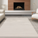 Ultra Soft Area Rug, Non Slip, Stain Resistant, Washable Area Rugs for Living Room, Bedroom, Sophisticated Beige Trellis Art(Gray)