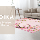 Ultra Soft Area Rug, Non Slip, Stain Resistant, Washable Area Rugs for Living Room, Bedroom, Charming Sakura Floral Motif(Pink)