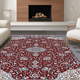 Ultra Soft Area Rug, Non Slip, Stain Resistant, Washable Area Rugs for Living Room, Bedroom, Rustic Dual-Tone Medallion Style(Red)