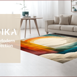 Ultra Soft Area Rug, Non Slip, Stain Resistant, Washable Area Rugs for Living Room, Bedroom, Colorful Geometric Abstract Motif(Orange)