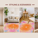 Ultra Soft Area Rug, Non Slip, Stain Resistant, Washable Area Rugs for Living Room, Bedroom, Chic Modern Circular Artistry(Orange)