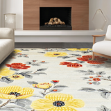 Ultra Soft Area Rug, Non Slip, Stain Resistant, Washable Area Rugs for Living Room, Bedroom, Rustic Vibrant Bloom Arrangement(Yellow)