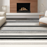 Ultra Soft Area Rug, Non Slip, Stain Resistant, Washable Area Rugs for Living Room, Bedroom, Contemporary Black and White Horizontal Striped Area Rug for Trendy Homes(Black)