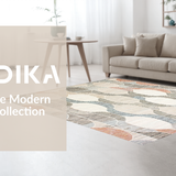 Ultra Soft Area Rug, Non Slip, Stain Resistant, Washable Area Rugs for Living Room, Bedroom, Rustic Minimalist Scalloped Style(Beige)
