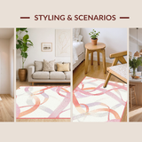 Ultra Soft Area Rug, Non Slip, Stain Resistant, Washable Area Rugs for Living Room, Bedroom, Playful Bow Outline Rug Highlighting Curvy Ribbons and Coquette Charm(Pink)