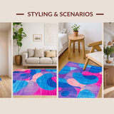Ultra Soft Area Rug, Non Slip, Stain Resistant, Washable Area Rugs for Living Room, Bedroom, Bold Striking Swirl Pattern(Blue)