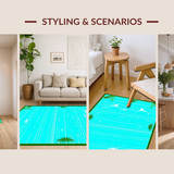 Ultra Soft Area Rug, Non Slip, Stain Resistant, Washable Area Rugs for Living Room, Bedroom, Coastal Turquoise Surfboard Aesthetic(Blue)