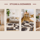 Ultra Soft Area Rug, Non Slip, Stain Resistant, Washable Area Rugs for Living Room, Bedroom, Neutral Toned Geometric Elegance(Gray)