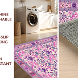 Ultra Soft Area Rug, Non Slip, Stain Resistant, Washable Area Rugs for Living Room, Bedroom, Eclectic Vibrant Retro Elements(Ivory)