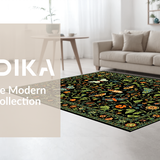 Ultra Soft Area Rug, Non Slip, Stain Resistant, Washable Area Rugs for Living Room, Bedroom, Dynamic Orange Accent Insect Theme(Black)