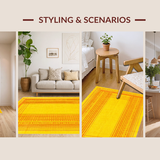Ultra Soft Area Rug, Non Slip, Stain Resistant, Washable Area Rugs for Living Room, Bedroom, Stylish Vintage Linear Patterns(Yellow)
