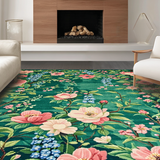 Ultra Soft Area Rug, Non Slip, Stain Resistant, Washable Area Rugs for Living Room, Bedroom, Serene Pastel Floral Elegance(Green)