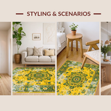 Ultra Soft Area Rug, Non Slip, Stain Resistant, Washable Area Rugs for Living Room, Bedroom, Vivid Tropical Botanical Motif(Yellow)