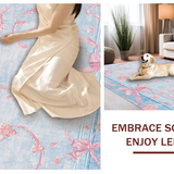 Ultra Soft Area Rug, Non Slip, Stain Resistant, Washable Area Rugs for Living Room, Bedroom, Scalloped Ribbon Edge Rug With Oversized Bow Motif And Preppy Curved Shapes(Blue)