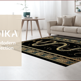 Ultra Soft Area Rug, Non Slip, Stain Resistant, Washable Area Rugs for Living Room, Bedroom, Gothic Celestial Snake Motif(Black)